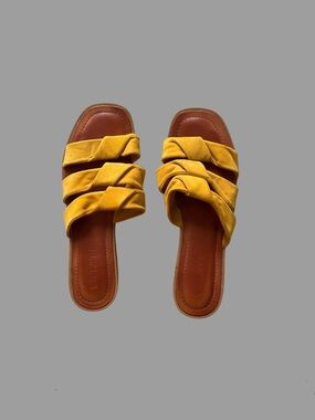 1. State Women's Yellow Knotted Strap Slide Sandals
